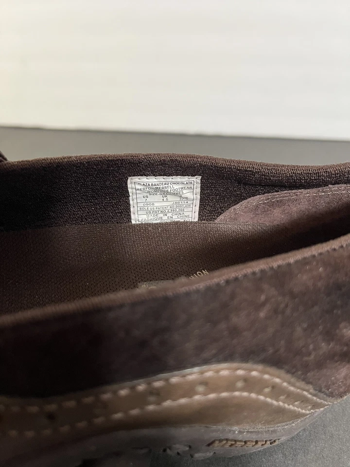 Merrell Plaza Bandeau Mary Jane Mule Tacón de Cuña Bomba Marrón Comodidad Talla 7 EE. UU. ¡USADO EN EXCELENTE ESTADO! Foto 2 de 4