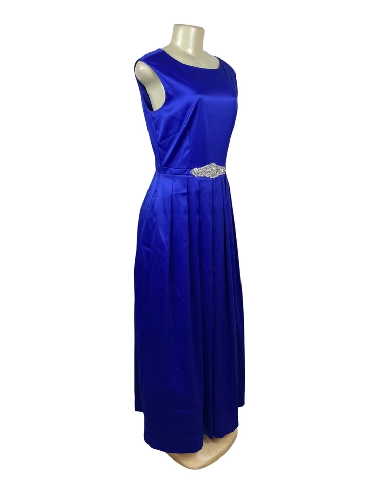 Тахари винтажный стиль Royal синий без рукавов вечернее платье украшенный талии размер 6 - Изображение 2 из 4