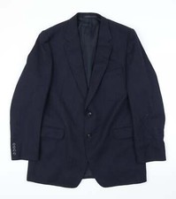 Vintage St Michael Mens Blue Striped Wool Blend Suit Jacket Size 41