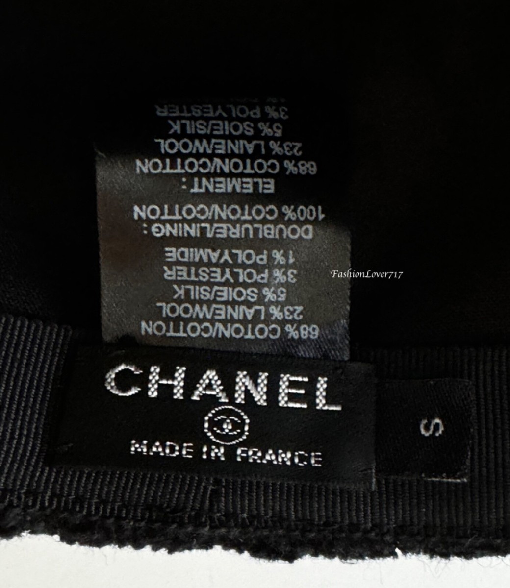 CHANEL 22B BLACK TWEED CC LOGO BASEBALL CAP HAT S | eBay