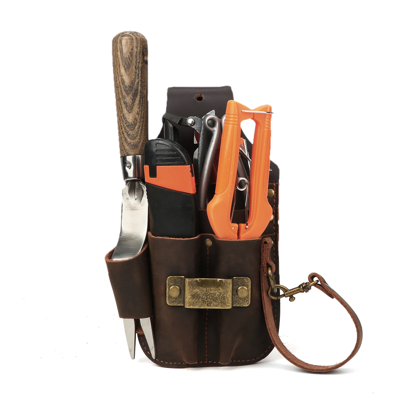 Leather 5 in 1 Tool Holster Electric Tape Thong Plier Pouch Belt Holder-IN USA