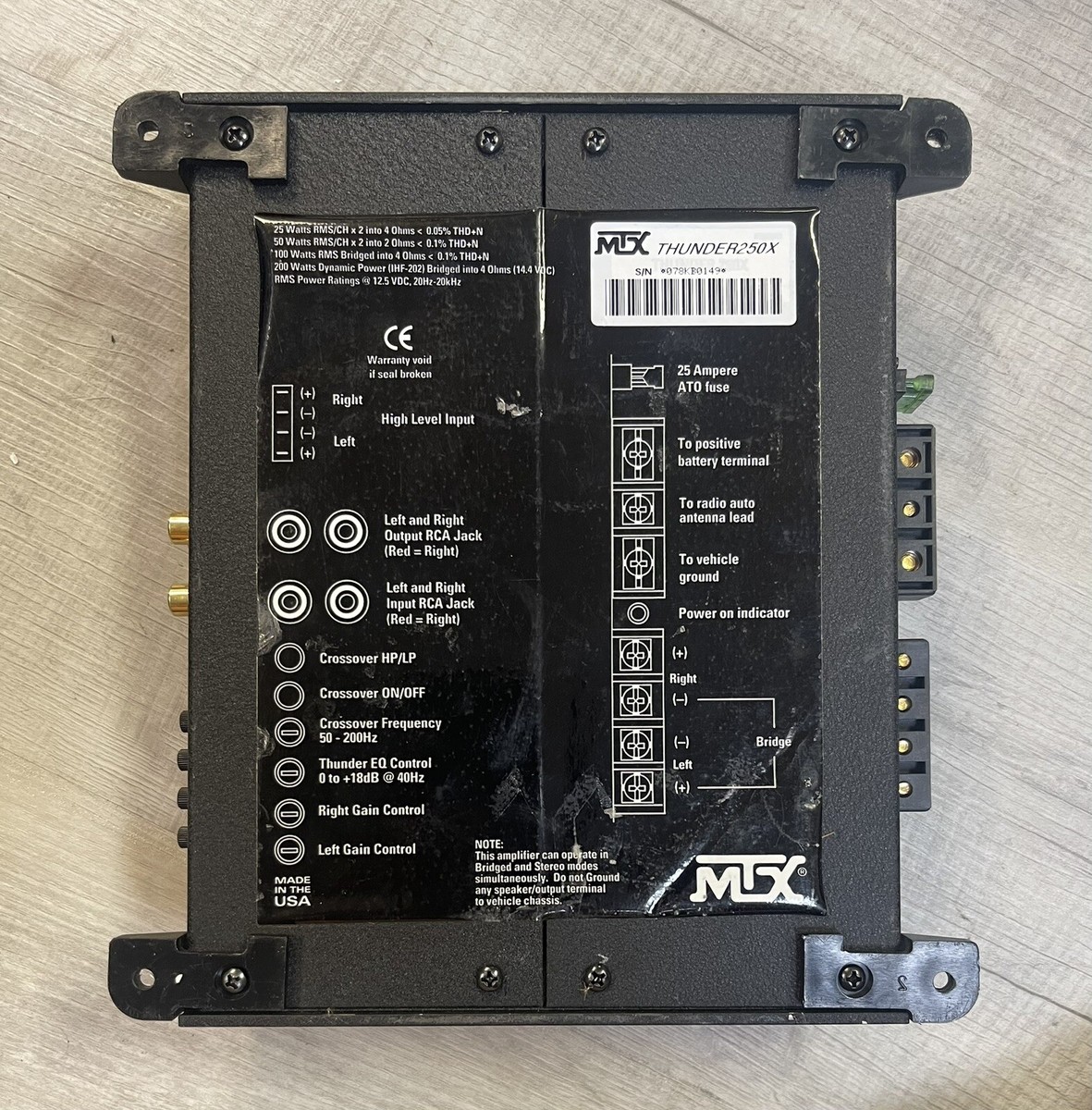MTX Thunder 250x Old School Car Audio Amplifier 200W Dynamic Power