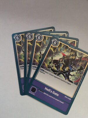 4X Hell's Gate - BT4-112 - Rare Digimon TCG Card Playset Purple NM | eBay
