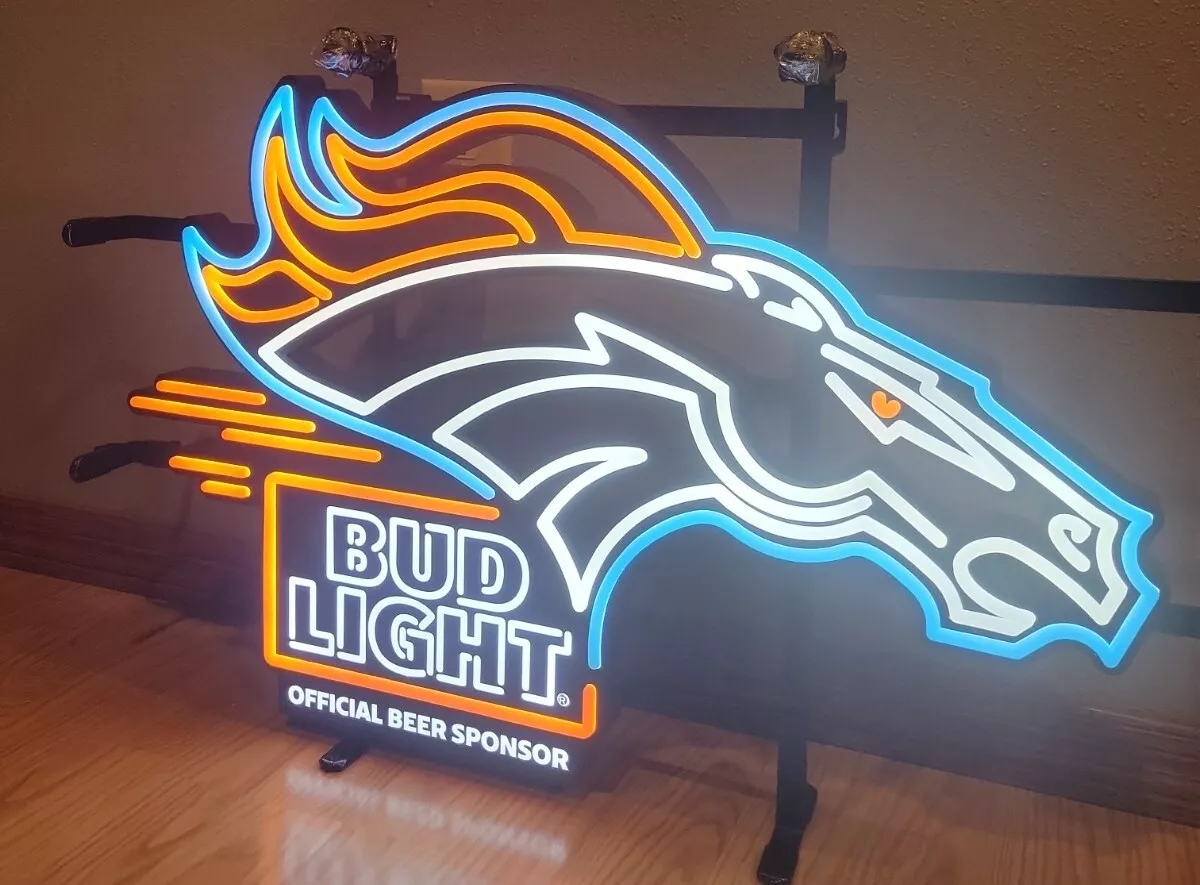 Denver Broncos Bud Light Led Neon Sign Authentic Anheueer Busch 25x16