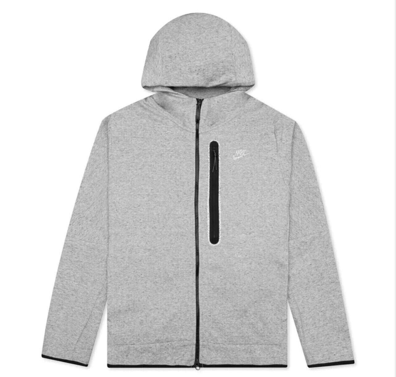Мужская флисовая толстовка Nike Tech с капюшоном на молнии Heather Grey Black DR9150-032