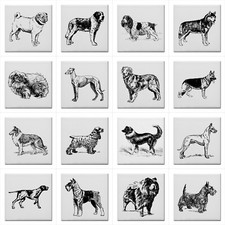 Dogs Ceramic Tile Set Of 16 Backsplash 4.25 T...