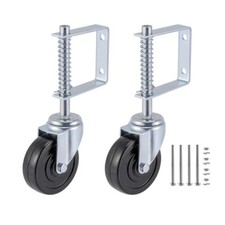 2 Pack 4 Inches Spring Loaded Gate Wheel, Heavy Duty Gate Casters with Spring fo