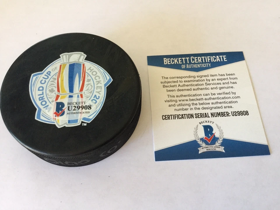 Valtteri Filppula Firmado Autografiado 2016 Copa Mundial Puck Beckett BAS CERTIFICADO DE AUTENTICIDAD a Foto 2 de 3