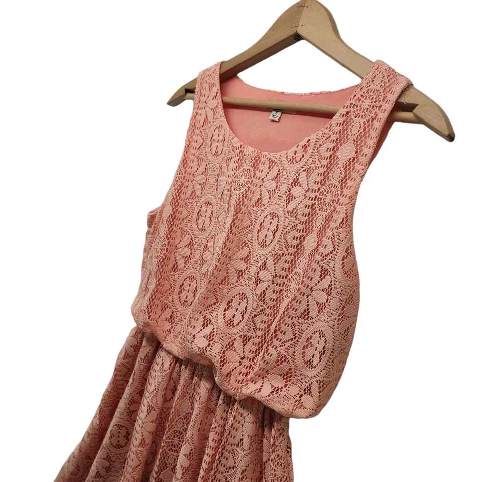 Womens Floral Lace Dress Sleeveless Pink Blouson Sundress Size S Ya Los Angeles - Image 2 of 4