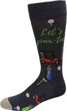 Hot Sox Men's Let's Par-Tee Crew Sock 1 Pair, Denim Heather, Men's 10-13