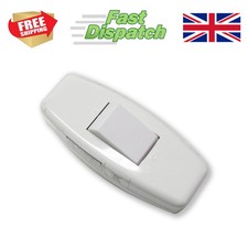 inline mains light switch suitable for table lamp radio stereo 240v 6amp WHITE