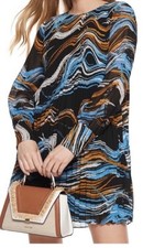 Pleated Mini Dress Geometric Print Boho Sheer Fairycore Festival Hipster Y2K