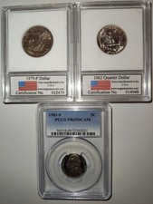 3 USA  Coin Set. 1962 Quarter, 1979 P Dollar, 1983 S Five Cents.