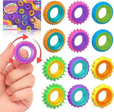 Fidget Toy Sensorische Ringe für Kinder, 12er Pack Sensorische Spinner Ringe - Textur
