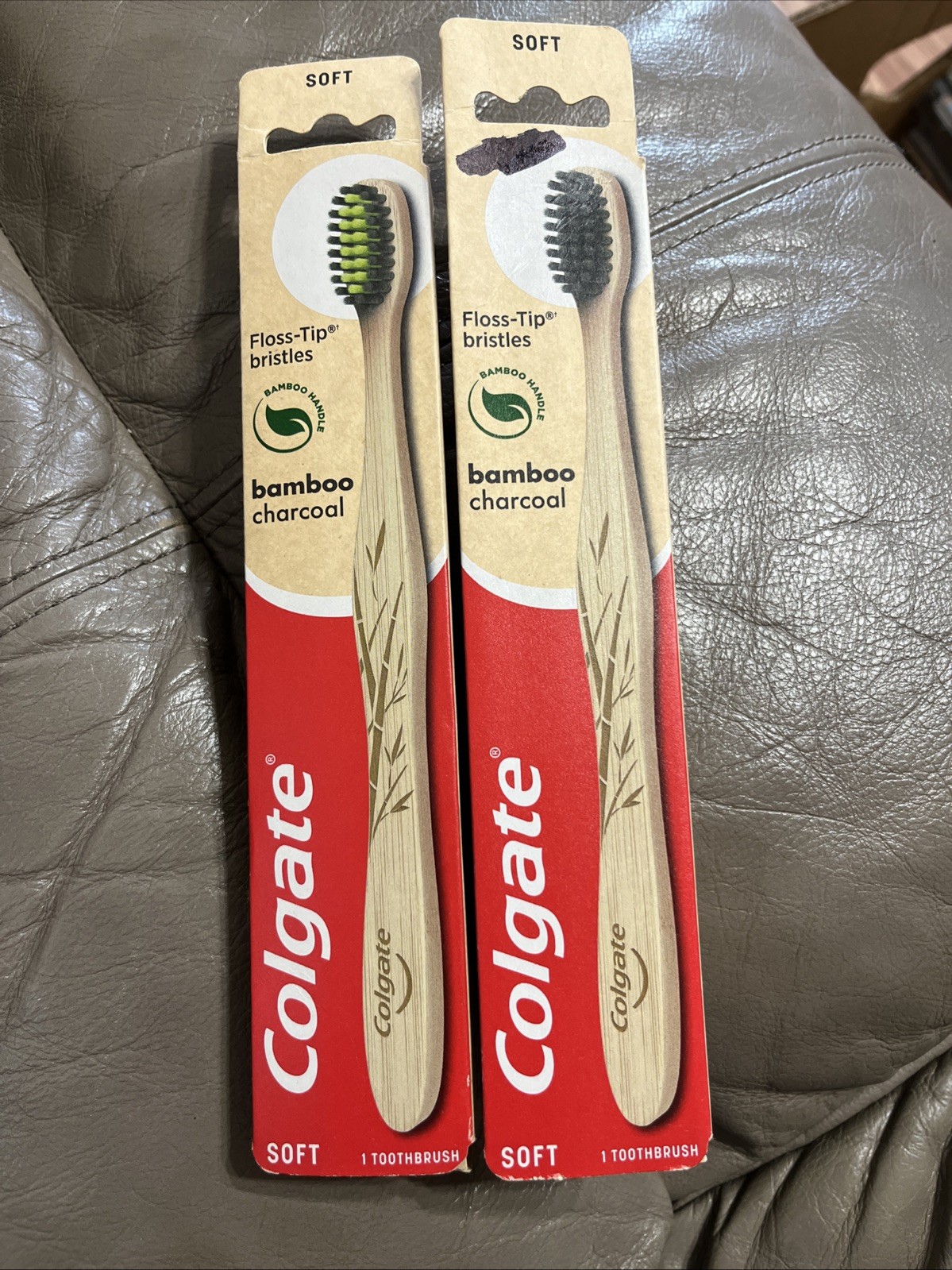 Colgate Bamboo Charcoal Toothbrush Floss Tip Bristles Soft H