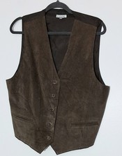 Gallagher Vest Women's Large Brown Leather Button Up Tie Back Western Pre-owned 