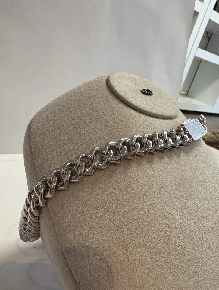 925 Silver Cuban Link Chain – 14mm – 50cm – Moissanite Stones – 162.68g - Bild 3 von 4