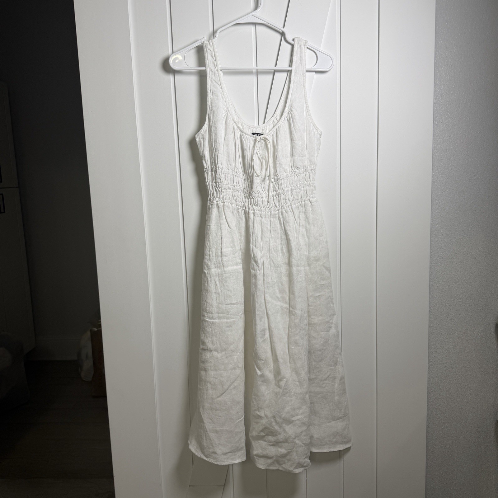 J.Crew White 100% Linen Dress Size XS Midi Resortwear Beachwear Graduation