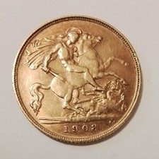 Gold 1/2 sovereign 1908 king George V11
