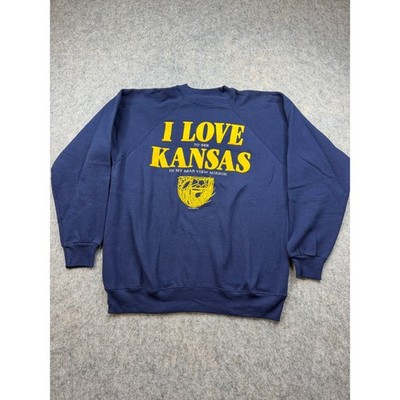 Hanes Men's Vintage I Love To See Kansas In My Rear View Mirror Sweatshirt XL