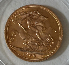 1968 Full Gold Sovereign Queen Elizabeth II Coin 22 Ct Yellow Gold