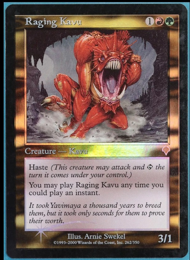 Magic the Gathering RAGING KAVU #262/350 Invasion Gold Foil Rare NM 2000