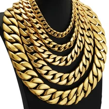 Men's Stainless Steel Necklace Super Large Cuban Chain 32mm Hip Hop Necklace New