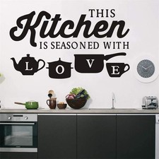 Funny Kitchen Wall Decals,This Kitchen is Seasoned with Love Inspirational Sa...