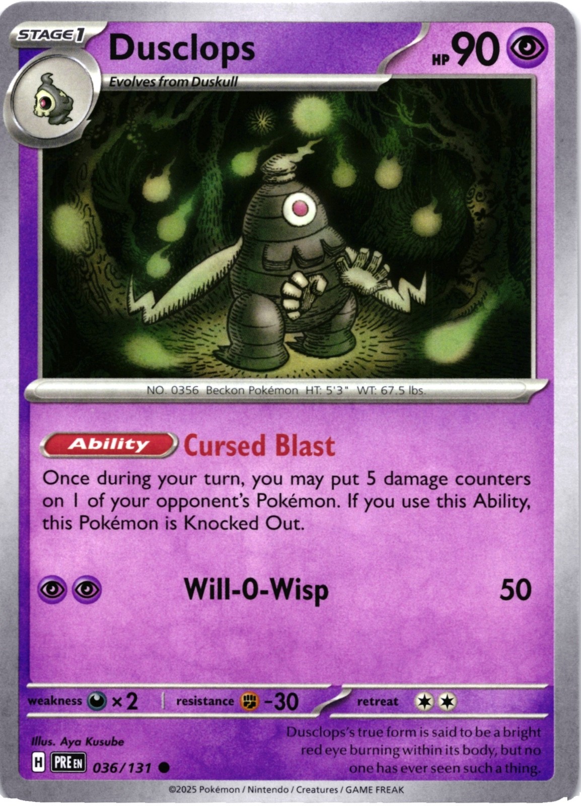 Dusclops  36/131 - Pokemon Prismatic Evolutions - NM