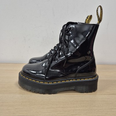 Dr. Martens Jadon Plateau klobig schwarz Lackleder Quad Reißverschluss Stiefel Größe UK 6