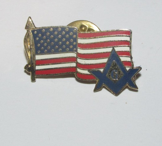 Masonic Lapel Tac Stick Stud American Flag Compass Square Pin 2015 Grand Master