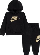2T-Nike Toddler Boy  s 2 Piece Fleece Hoodie  Pant Set black/gold NWT