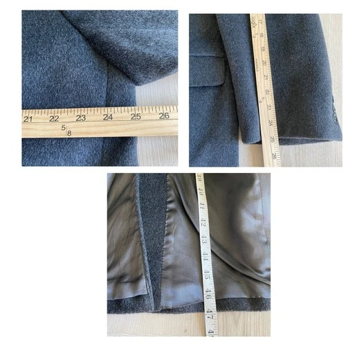 Vintage 80s Made in Yugoslavia Wool Overcoat Men 46R Charcoal Grey Long Coat image 8