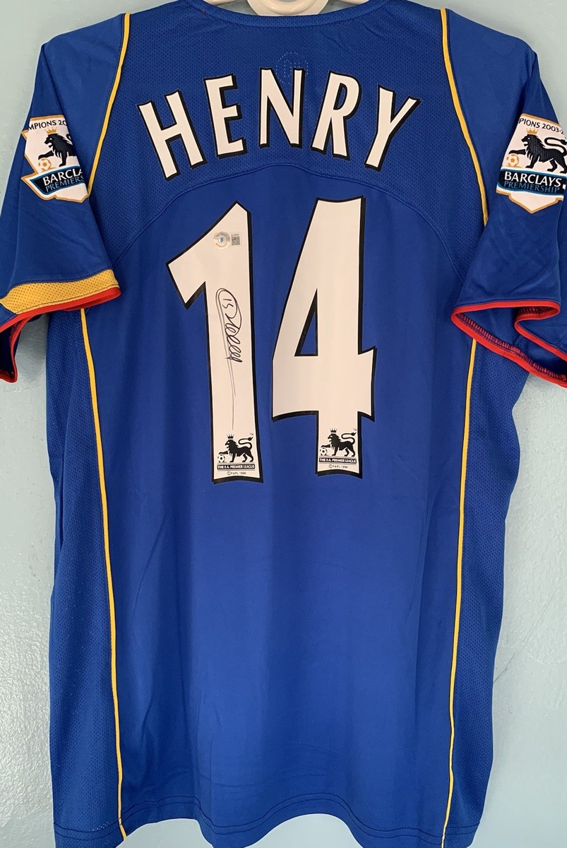 アーセナル ヘンリー 14番 ユニフォーム Thierry Henry Signed Autographed Arsenal 2004/05 Away Jersey with