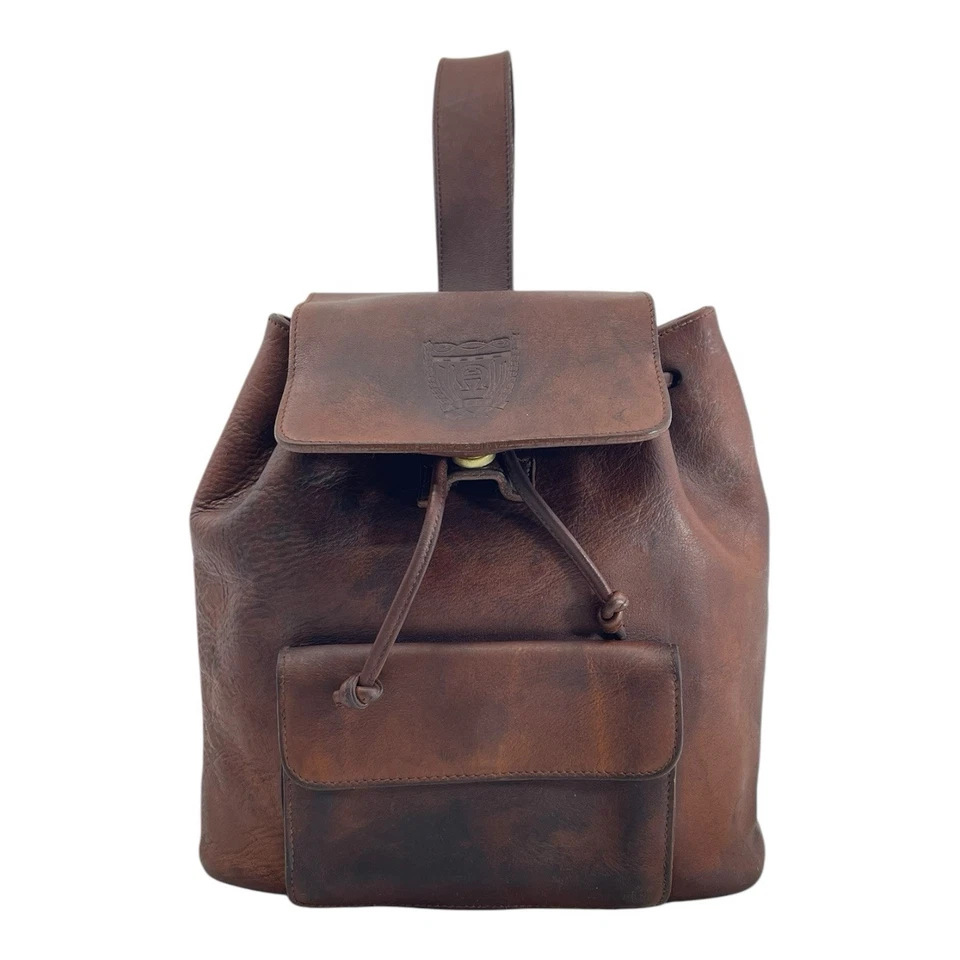 Vintage 90s ETIENNE AIGNER Leather Sling Bag Backpack Crossbody Handbag BROWN - Image 2 of 4