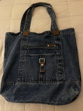 Womens Casual Denim Tote Bag/Purse/Shoulder Bag LG 16  x16  Hook  Loop/Zip Close