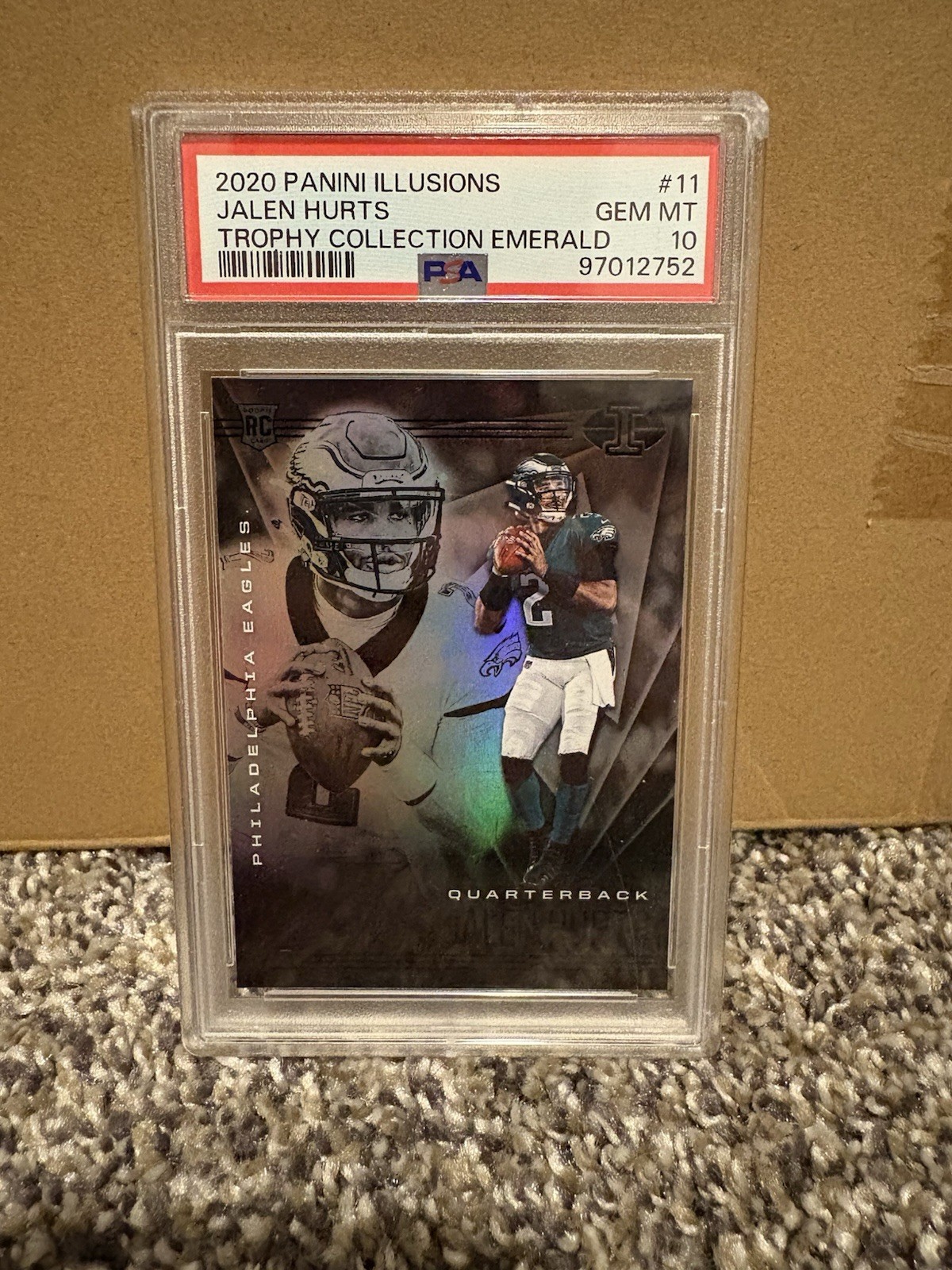 2020 Panini Illusions Emerald Trophy Collection #11 Jalen Hurts RC PSA 10 GEM