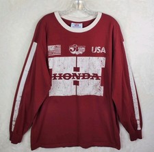 JT Racing Official USA Honda Graphic Long Sleeve Shirt Mens Size S/M Maroon