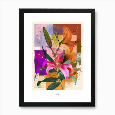 Lily 4 Neon Flower Collage Poster A Gerahmtes Wandbild Poster Leinwanddruck Bild