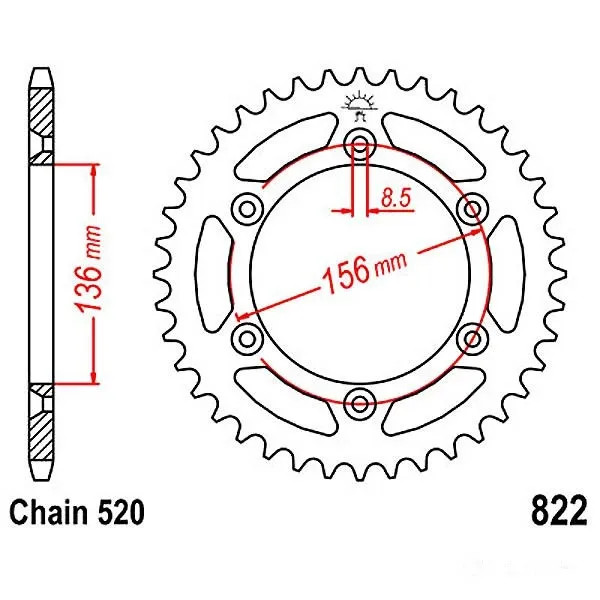 Kettenrad Stahl 49-ZäHne 520-Teilung FüR Gas Gas Ec 300 Replica Nambotin 09-11-image