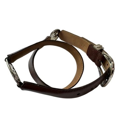 Genuine Vintage BRIGHTON Brown Leather With Etched Metal Concho Belt Size 32 Genuine Vintage BRIGHTON Brown Leather With Etched Metal  main image 3
