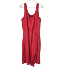 Luxology Midi Dress 14 Womens Plus Size Pink V Neck Flowy Coastal Beachy