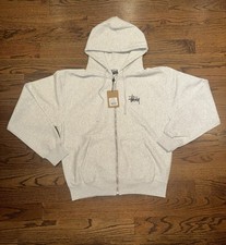 Stussy Basic Zip Up Hoodie-Ash Heather-Sz Med-Authentic  