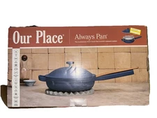 Our Place Large Always Pan 12.5” 10 in 1 Nonstick Pan w Lid & spoon BLUE SALT