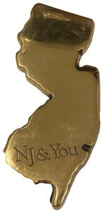 NJ & You Solid Brass Specialties New Jersey state Brass Paperweight felt bottom