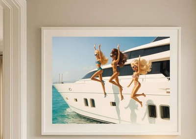 Luxury Yacht Art Print Slim Aarons Inspired Summer Doll Pop Wall Decor Poster