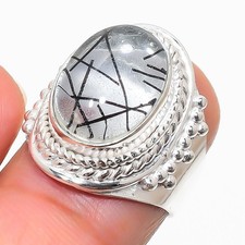 Rutilated Quartz Gemstone 925 Sterling Silver Jewelry All Size Ring For Gift