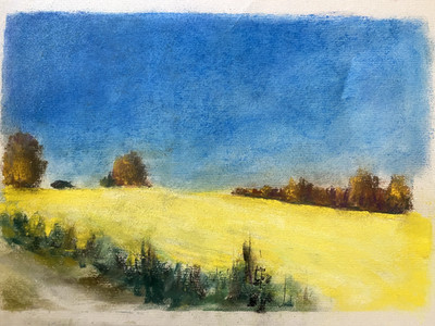 Franz Ehmke 1928 - 2018 Berlin Pastel Field Late Summer Wheat