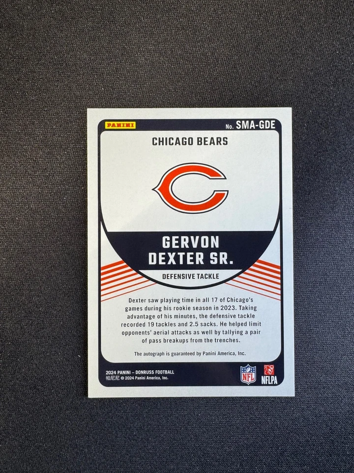 2024 Donruss Gervon Dexter Sr. Signature Marks Auto #SMA-GDE Chicago Bears - Image 2 of 2