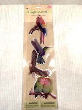 Crafter's Square 3 D Colorful 4 PC Large Bird Stickers Scrap Books Crafting  New